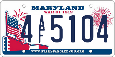 MD license plate 4AF5104