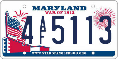 MD license plate 4AF5113