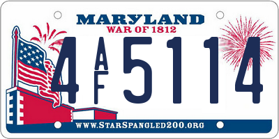 MD license plate 4AF5114