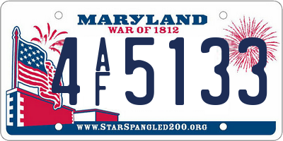 MD license plate 4AF5133