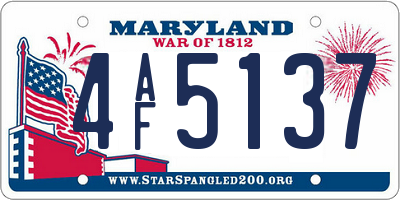 MD license plate 4AF5137