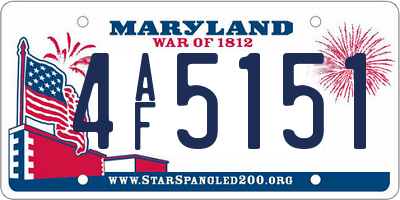 MD license plate 4AF5151