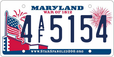 MD license plate 4AF5154