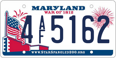 MD license plate 4AF5162