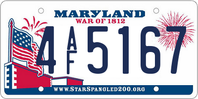 MD license plate 4AF5167