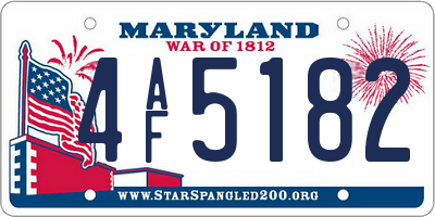 MD license plate 4AF5182