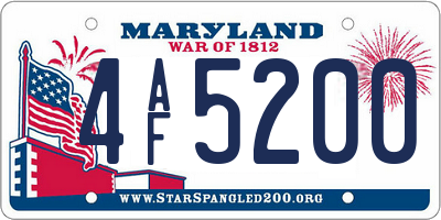 MD license plate 4AF5200