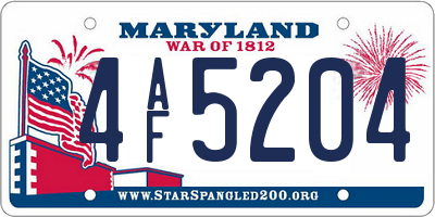 MD license plate 4AF5204