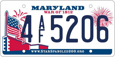 MD license plate 4AF5206