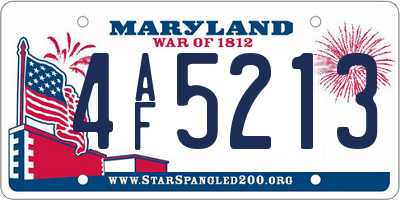 MD license plate 4AF5213