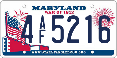 MD license plate 4AF5216