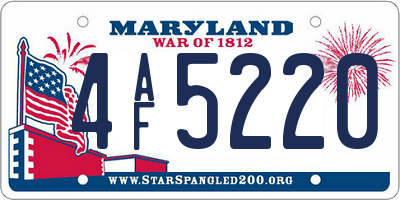 MD license plate 4AF5220
