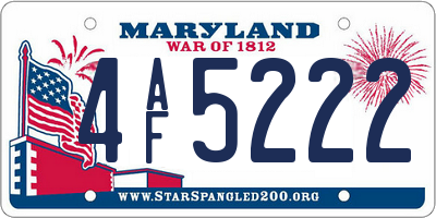 MD license plate 4AF5222