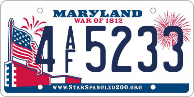 MD license plate 4AF5233