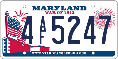 MD license plate 4AF5247