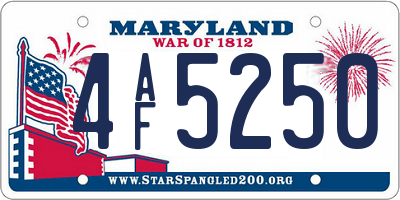 MD license plate 4AF5250