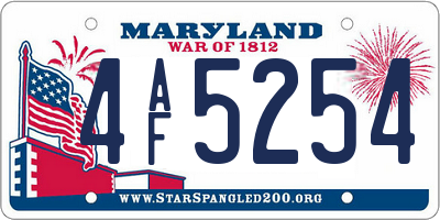 MD license plate 4AF5254