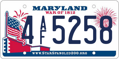 MD license plate 4AF5258