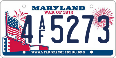 MD license plate 4AF5273