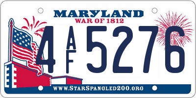 MD license plate 4AF5276