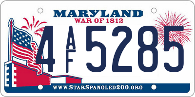 MD license plate 4AF5285