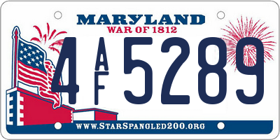 MD license plate 4AF5289