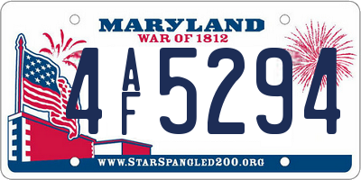 MD license plate 4AF5294