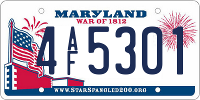 MD license plate 4AF5301