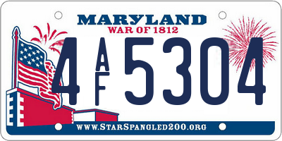MD license plate 4AF5304