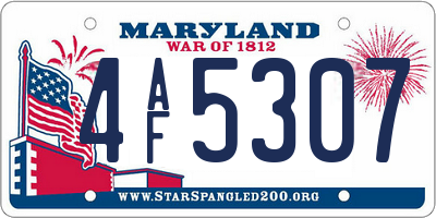 MD license plate 4AF5307