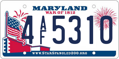 MD license plate 4AF5310