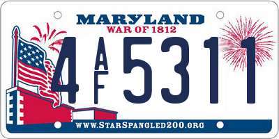 MD license plate 4AF5311