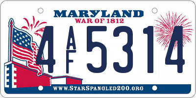 MD license plate 4AF5314