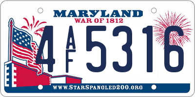 MD license plate 4AF5316