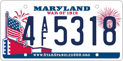 MD license plate 4AF5318