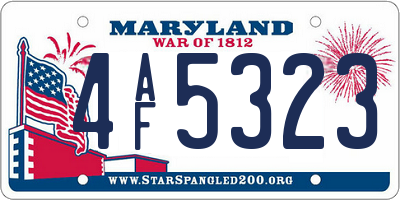 MD license plate 4AF5323