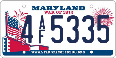 MD license plate 4AF5335