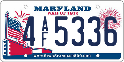 MD license plate 4AF5336