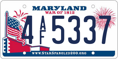 MD license plate 4AF5337