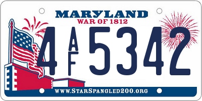 MD license plate 4AF5342