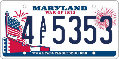 MD license plate 4AF5353