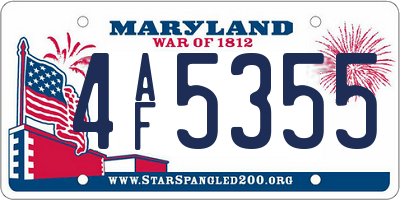 MD license plate 4AF5355