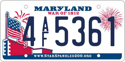 MD license plate 4AF5361