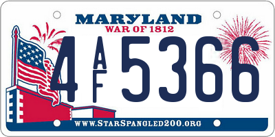 MD license plate 4AF5366