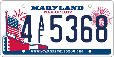 MD license plate 4AF5368