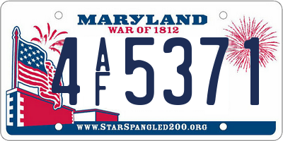 MD license plate 4AF5371
