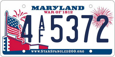 MD license plate 4AF5372