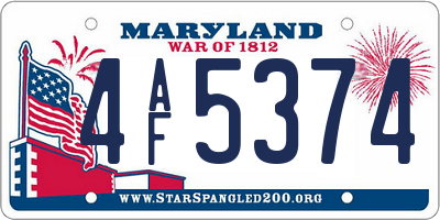 MD license plate 4AF5374