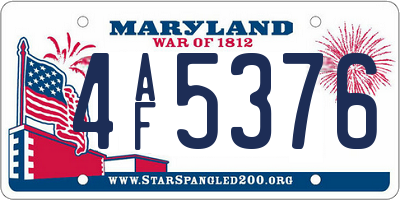 MD license plate 4AF5376