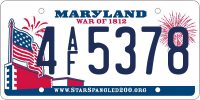 MD license plate 4AF5378